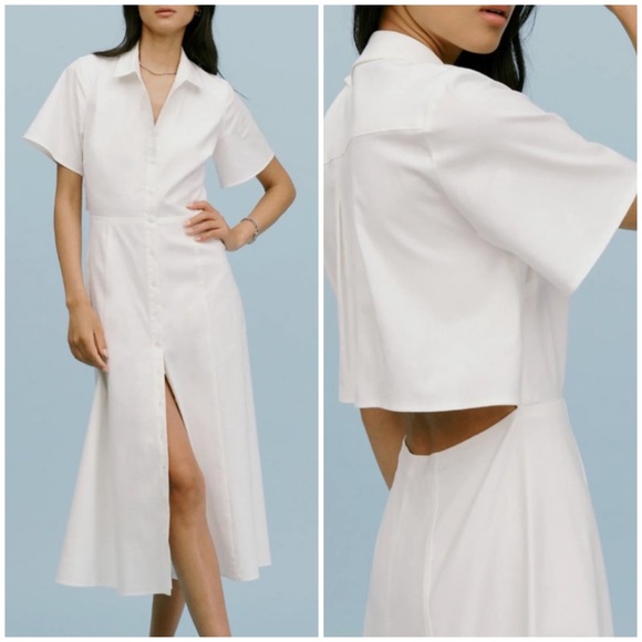 Reformation Dresses & Skirts - Reformation Dasha Midi Dress White Shirt Dress Size 8
